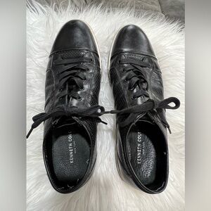 Kenneth Cole Sz 10m Sneaker Black Leather Men Right On Cue Athletic